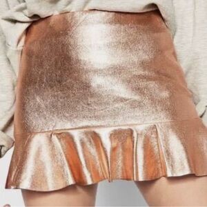 Zara Rosegold Metallic Mini Stretchy Skirt